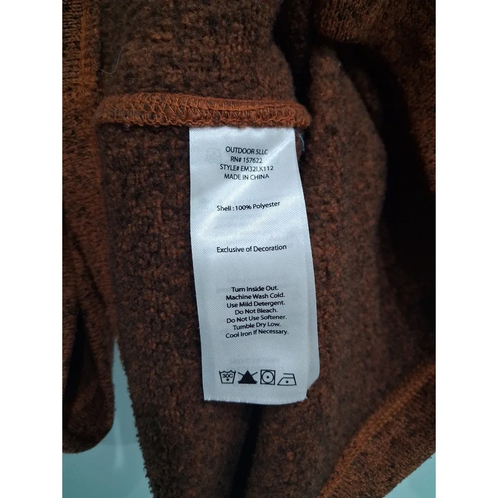 Eddie Bauer Mens XL Burnt Orange Marled Quarter Zip Fleece Pullover EM32LX112